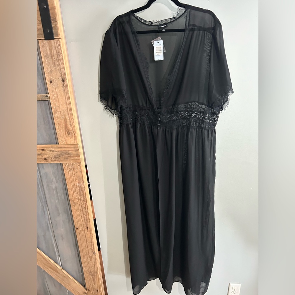 Torrid Black Sheer Lace Top